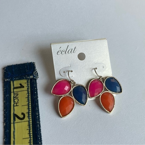 NEW eclat Acrylic Bead Flower Stud In Gold Plating Earrings Blue Pink Orange - Picture 5 of 5